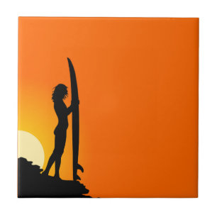 Azulejo Surfer Girl