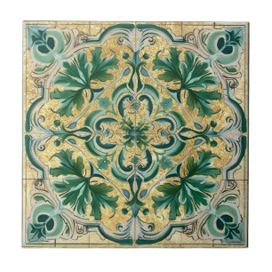 Azulejo Talavera Azulejo Dourado Verde