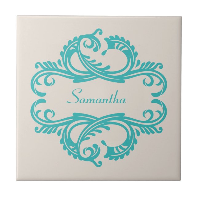 Azulejo Teal Chic Damask (Frente)