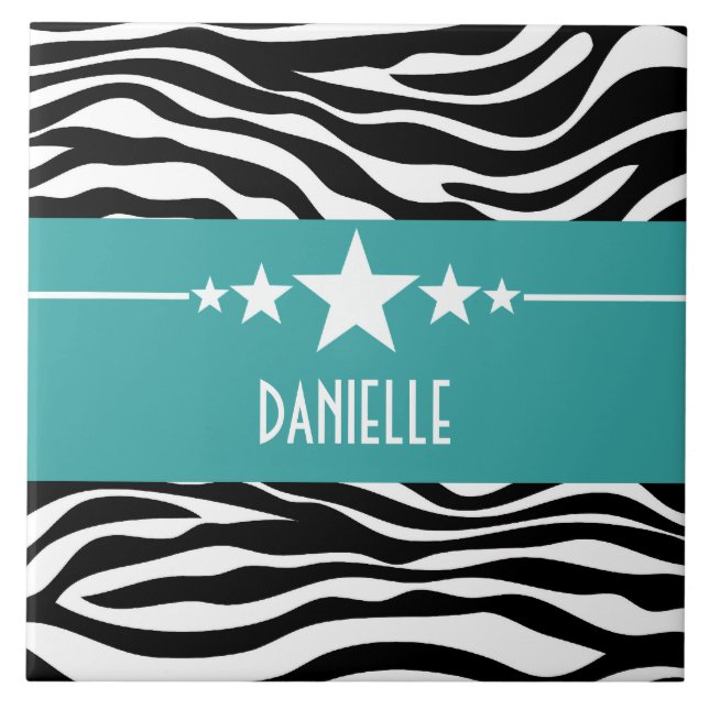 Azulejo Teal Sassy Star Zebra (Frente)