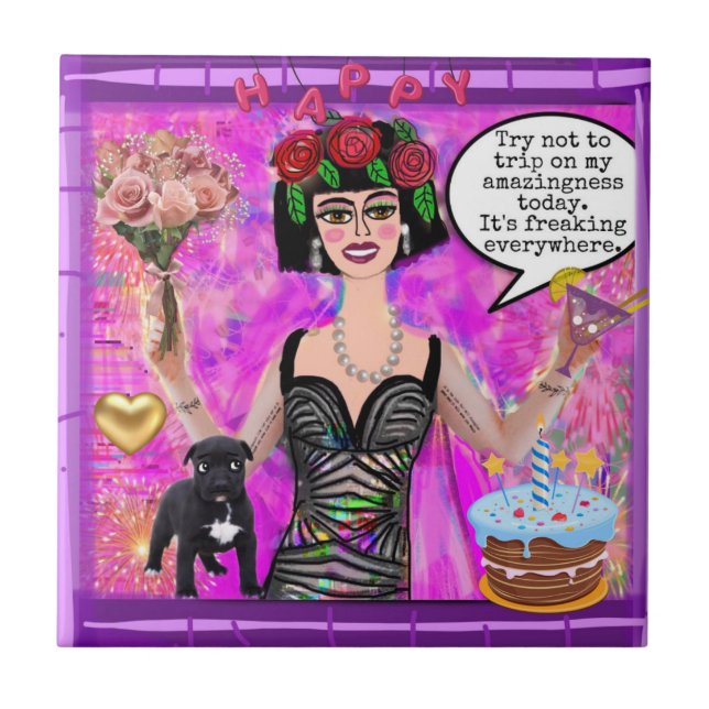 AZULEJO-Tente não tropeçar na minha maravilha (Frente)