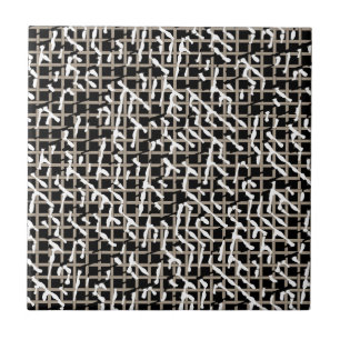 Azulejo Textured branco e bege preto