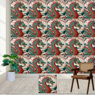 Azulejo tradicional chinês Dragão Chinoiserie