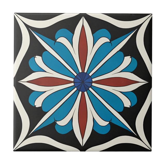 Azulejo tradicional de cerâmica floral Iznik (Frente)
