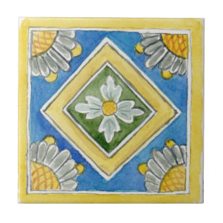 Azulejo Tradicional siciliano amarelo azul