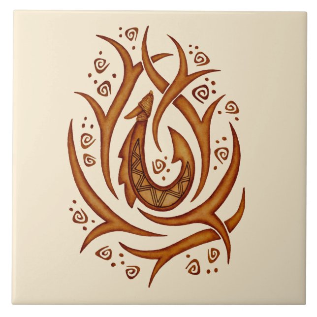 Azulejo tribal havaiano tropical do gancho de (Frente)