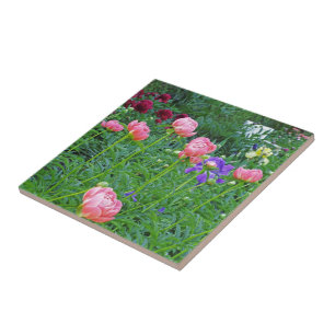 AZULEJO/TRIVET, "BANCO BRANCO EM PEONY GARDEN"