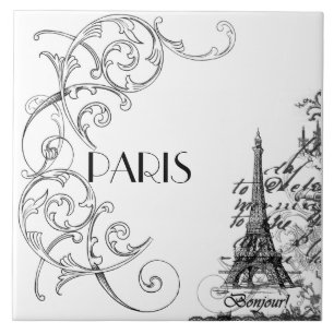 Azulejo Trivet da colagem de Paris Bonjour