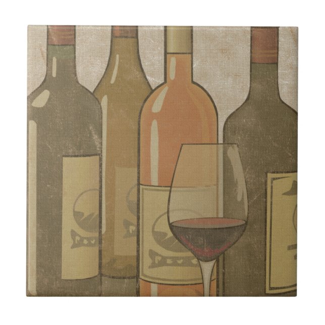 Azulejo Trivet da garrafa de vinho do vintage (Frente)