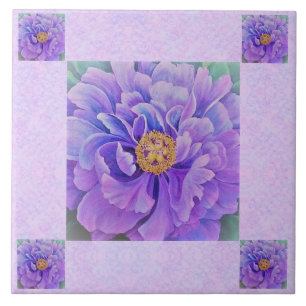 Azulejo/Trivet de cerâmica - Peonie de Lavanda