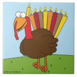 Azulejo/Trivet de Menurkey (grande)<br><div class="desc">Este azulejo caracteriza um encantamento,  Menurkey carismático (combinação Menorah e Turquia),  em comemoração do feriado do cruzamento da Chanukah-Acção de graças este ano. Use-o como um trivet para todas as guloseimas em seu banquete!</div>