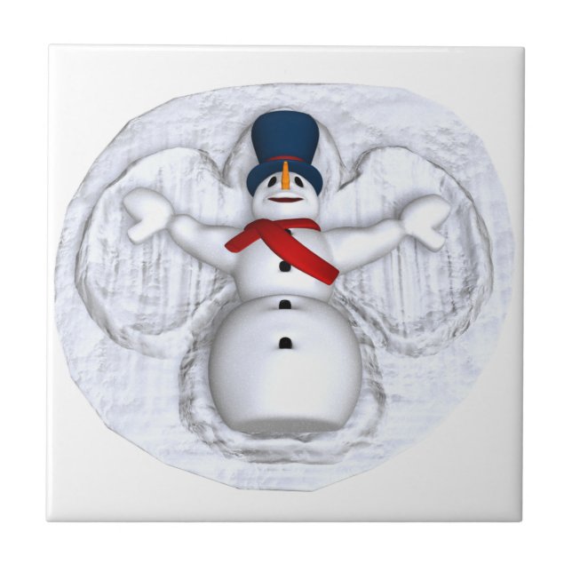 Azulejo Trivet do anjo da neve do boneco de neve (Frente)