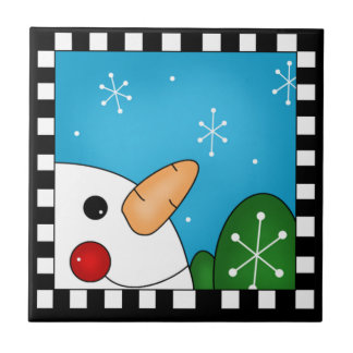 Azulejo Trivet do boneco de neve