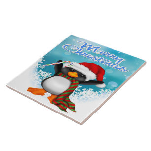 Azulejo/Trivet do pinguim do Feliz Natal