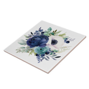 Azulejo/Trivet-Floral cerâmico