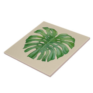 Azulejo tropical da aguarela da selva de Monstera