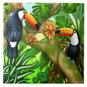 Azulejo tropical da selva de Toucan