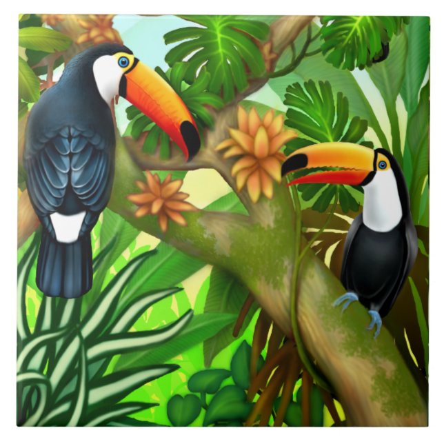 Azulejo tropical da selva de Toucan (Frente)