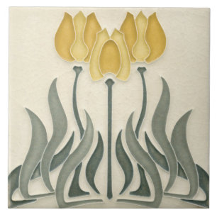 Azulejo - Tulipas Amarelas Art Nouveau
