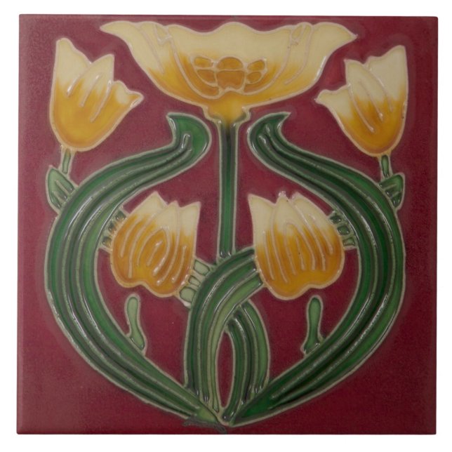Azulejo - Tulipas Arte Nova (Frente)