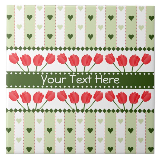 Azulejo Tulips & Hearts, personalizar (Frente)