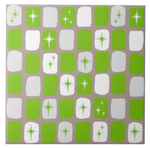 Azulejo verde & branco retro de Starburst