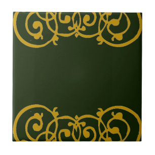Azulejo verde com beira laçado Dourado