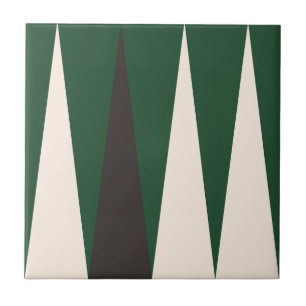 Azulejo Verde de Padrão Geométrico do Backgammon