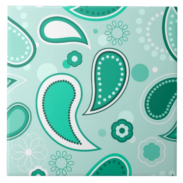 azulejo verde de paisley (Frente)