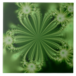 Azulejo verde do Fractal da flor