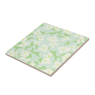 Azulejo verde e branco de Seafoam floral do