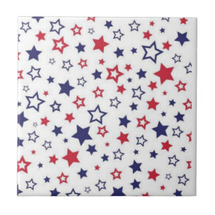 Azulejo Vermelho Azul e Branco Listrado Quadrado