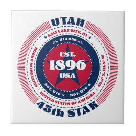 Azulejo vermelho, branco e azul Cerâmica Utah