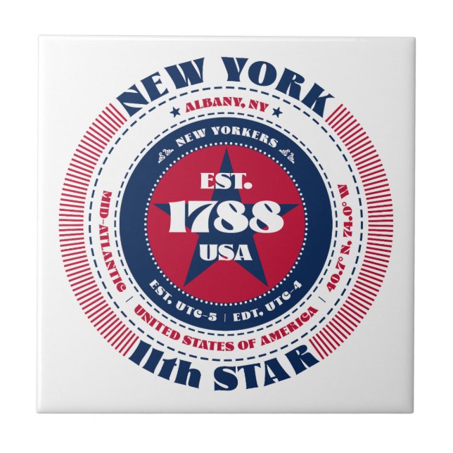 Azulejo vermelho, branco e azul cerâmico de Nova Y (Frente)