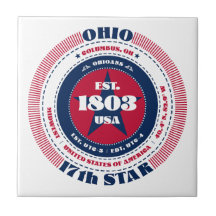 Azulejo vermelho, branco e azul cerâmico de Ohio