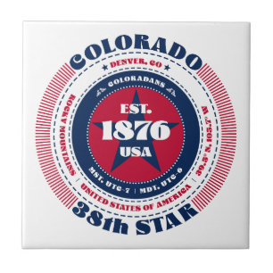 Azulejo vermelho, branco e azul do Colorado Cerâmi
