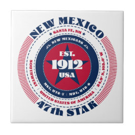 Azulejo vermelho, branco e azul Novo México cerâmi