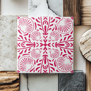 Azulejo Vermelho Costeiro de Cozinha com Coral