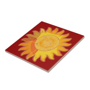 Azulejo vermelho da luz do sol