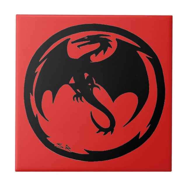 Azulejo Vermelho do Dragão Negro (Frente)
