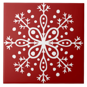 Azulejo vermelho do floco de neve