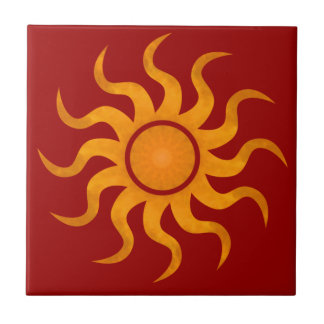 Azulejo Vermelho Escuro Sol - Pequeno