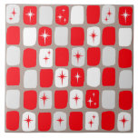 Azulejo vermelho retro de Starbursts<br><div class="desc">Este azulejo vermelho e branco retro de Starbursts é tão adoràvel era espacial que você não poderá conter seu entusiasmo. E, por que você quereria a? Características deste design inspiradas modernas do meio século dos anos 60 um fundo cinzento da urze escura e fileiras de retângulos perfeitamente imperfeitos no cinza...</div>