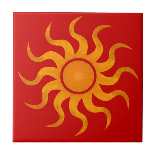 Azulejo Vermelho Spicante Sun - Pequeno (Frente)