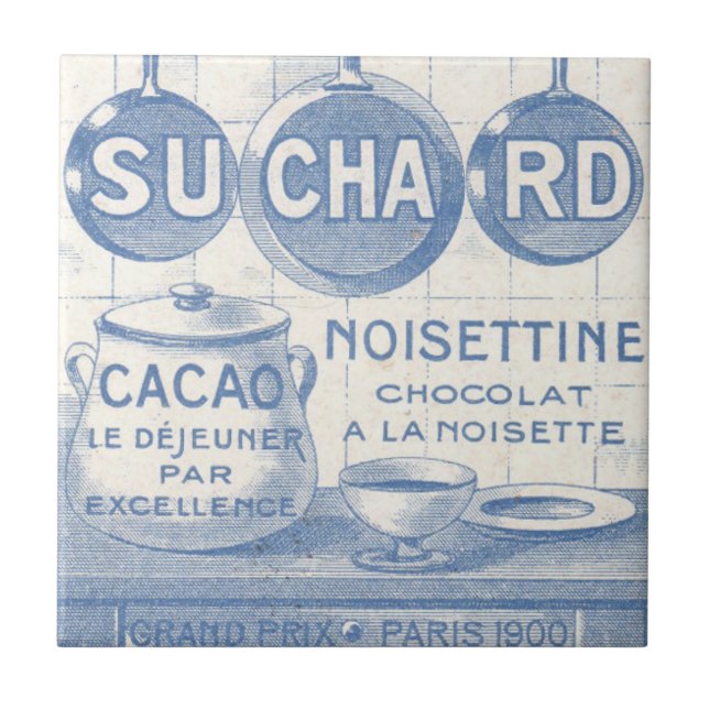 Azulejo Vintage French Chocolate Blue Kitchen  (Frente)