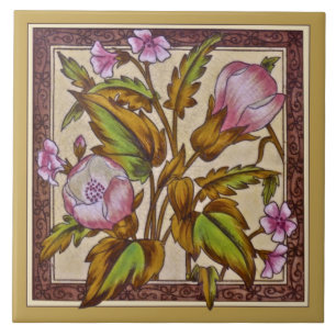 Azulejo Vitoriano Sherwin Floral Transferware Repr