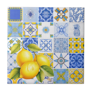 Azulejos Azuis Italianos Limão Agradecimento às Da