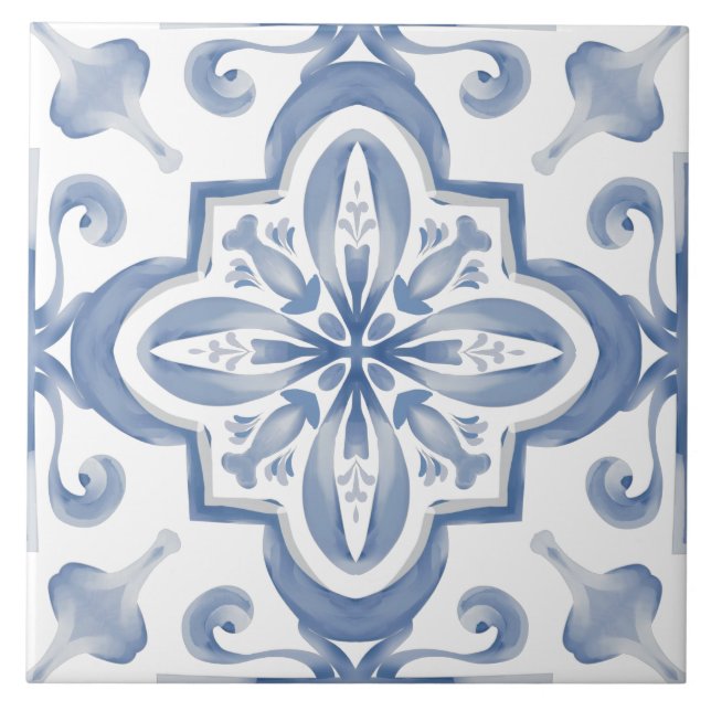 Azulejos azuis, mosaico, majolica, (Frente)