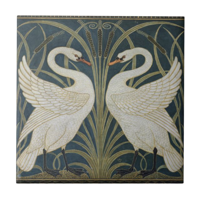 Azulejos cerâmicos - Art Nouveau Swans (Frente)