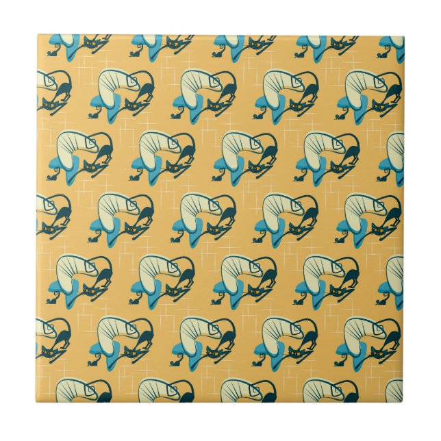 Azulejos Cerâmicos de Gatinho Atômico de Meados do (Frente)